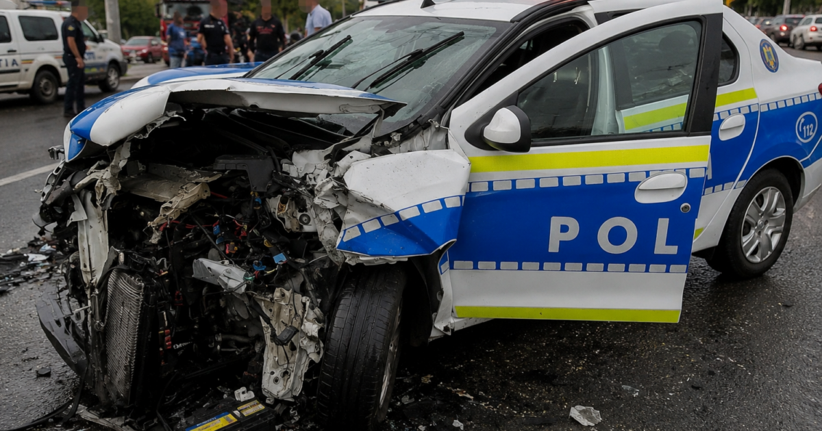 CRAIOVA, SCENĂ DE URMĂRIRE: ȘOFERUL A OPRIT DOAR DUPĂ CE A DISTRUS O MAȘINĂ DE POLIȚIE