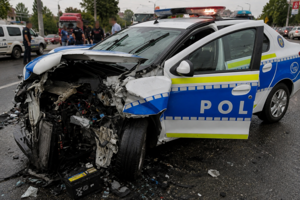 CRAIOVA, SCENĂ DE URMĂRIRE: ȘOFERUL A OPRIT DOAR DUPĂ CE A DISTRUS O MAȘINĂ DE POLIȚIE