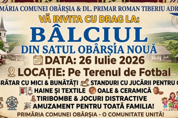 Bâlciul din Obârșia Nouă revine pe 26 iulie, cu mici, tarabe și distracție pentru toată familia