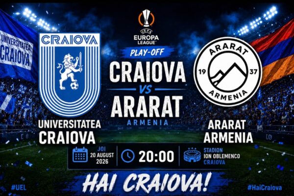 Universitatea Craiova și Ararat-Armenia se duelează azi pentru un loc în grupele Europa League